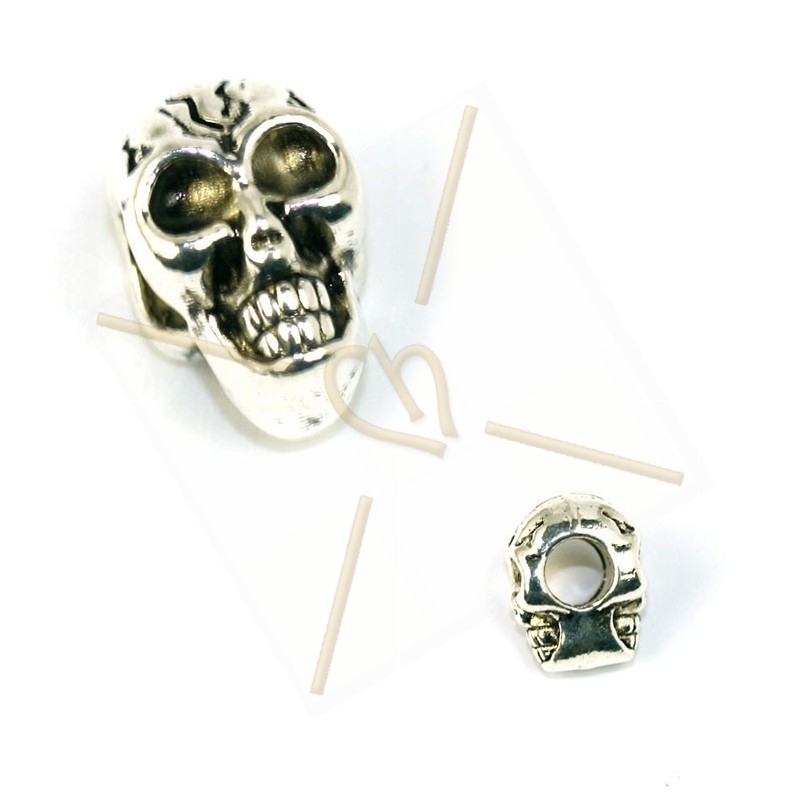 spacer metal "skull" 10mm rhodium