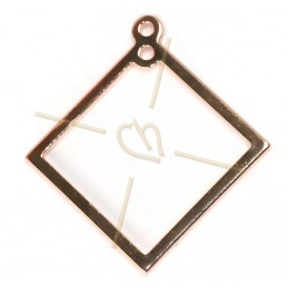 square or rombus form with double ring metal 15mm Rose Gold