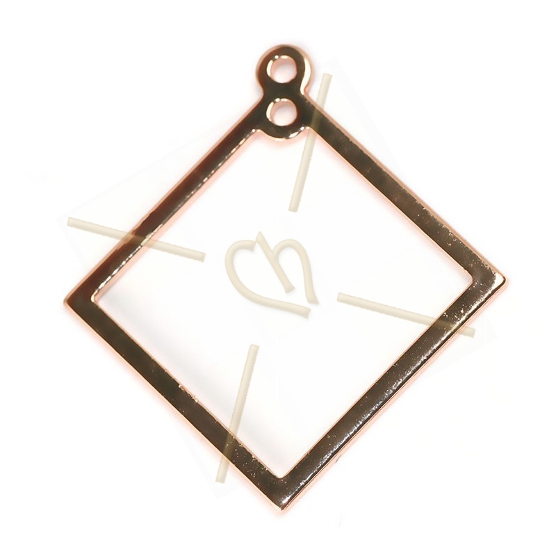 vierkant of ruitvorm met dubbel oogje metaal 15mm Rose Gold