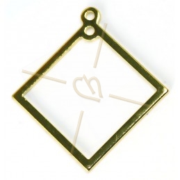 square or rombus form with double ring metal 15mm Gold plated