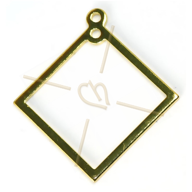 carré ou losange avec double anneau metal 15mm Gold plated