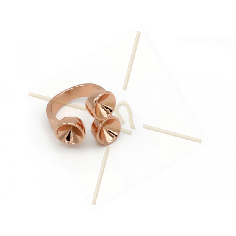 Ring Rose Gold "one Size" for 3 x Swarovski 8mm SS39