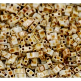 Half Tila Miyuki 5*2mm White Cobalt Picasso