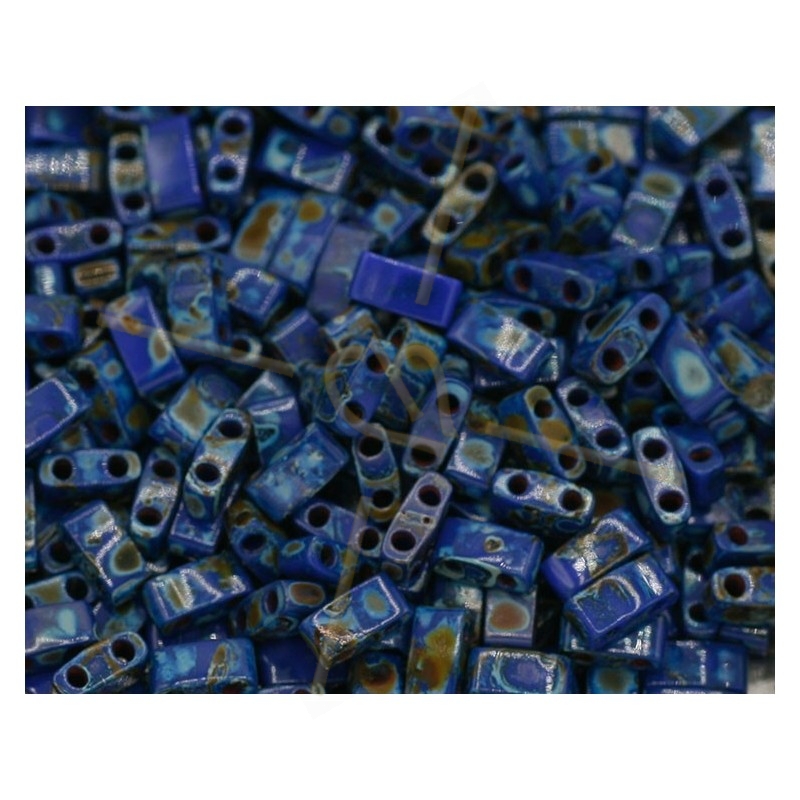 Half Tila Miyuki 5*2mm Blauw Cobalt Opaque Picasso