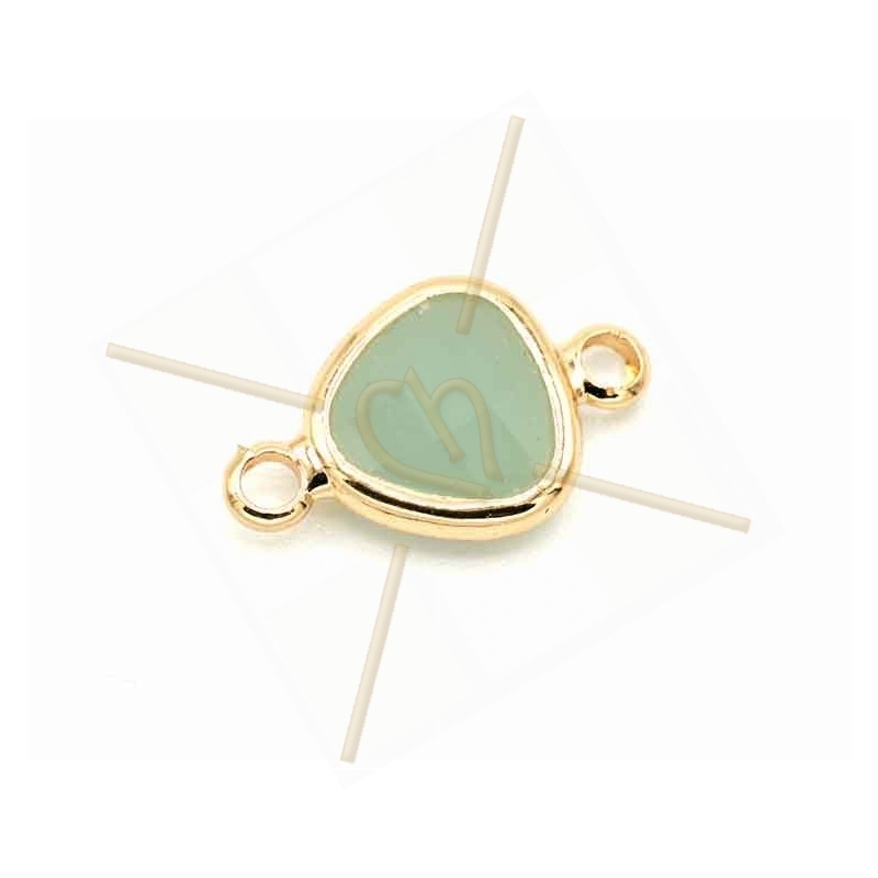 tussenstukje glaskraal turquoise met metaal 2 ringetjes