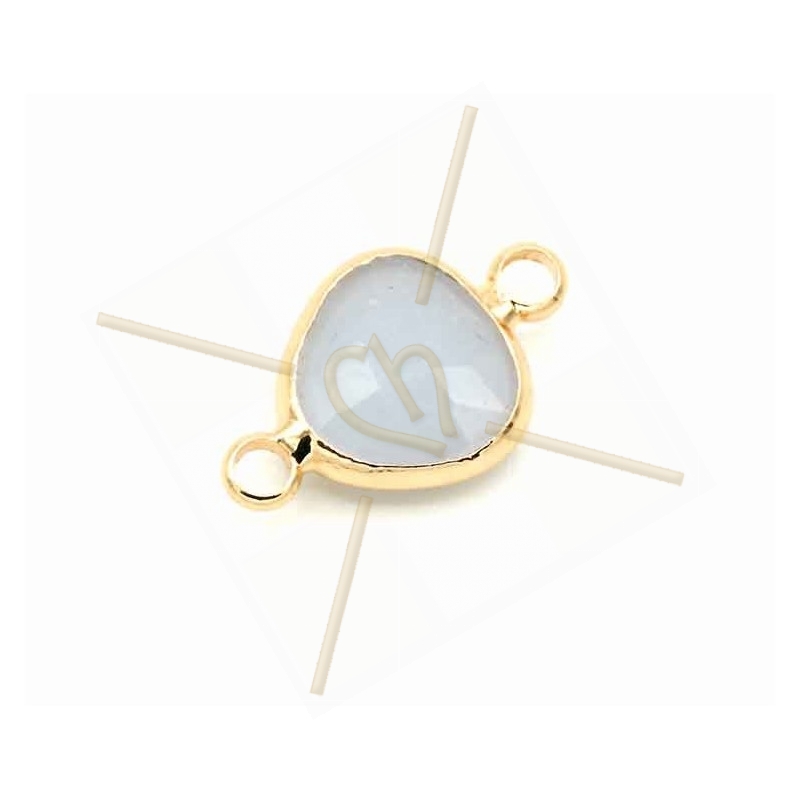 tussenstukje glaskraal blue opaque met metaal 2 ringetjes