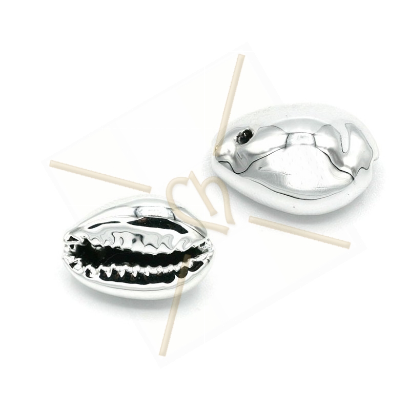 Coquillage Shell beads 18mm Rhodium Plated