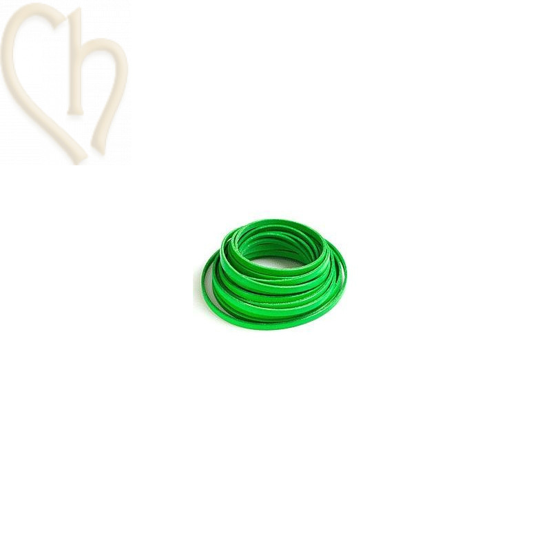 leather ribbon poison green