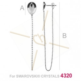 boucles d'oreille argent .925 pour Swarovski 4320 14mm argent .925