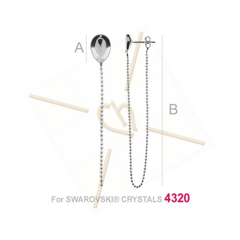 oorbellen zilver .925 voor Swarovski 4320 14mm zilver .925