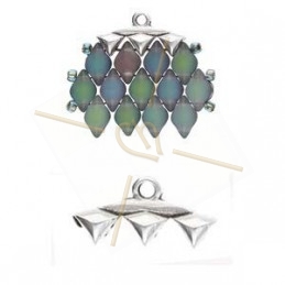 Cymbal Bead Endings - ending for Gemduo 15.6X8.4MM III Rhodium