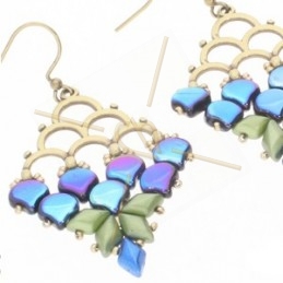 Ginko Duo Bead perle en verre 2 trous 7.5mm Jet Matte