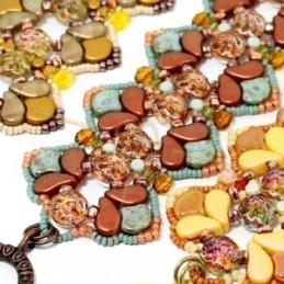 Ginko Duo Bead perle en verre 2 trous 7.5mm Crystal Senegal Brown