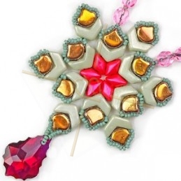 Ginko Duo Bead perle en verre 2 trous 7.5mm Polychrome Mint Chocolate