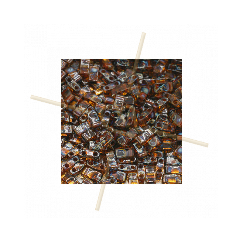 Half Tila Miyuki 5*2mm Brun Transparant Picasso HTL-4502