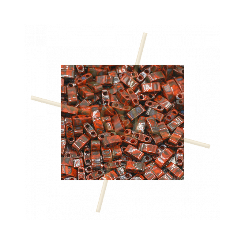 Half Tila Miyuki 5*2mm Orange Opaque Picasso HTL-4520