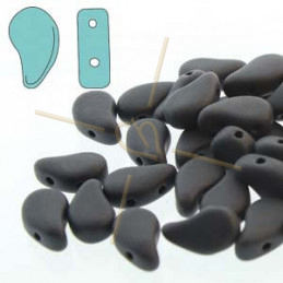 Paisley Duo glaskralen 2-gaatjes druppel Jet Matte