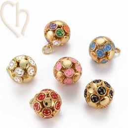 Charms Gold Plated bol 15mm smiley